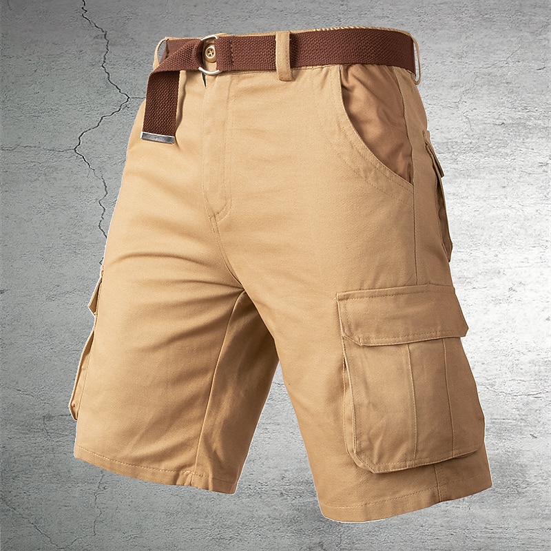 Men's Cargo Shorts Shorts Hiking Shorts Multi Pocket Plain Wearable Short Outdoor Daily 100% Cotton Designer Casual ArmyGreen Black
