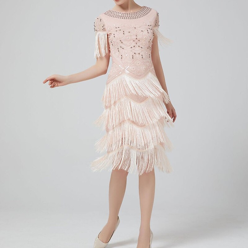 Retro Vintage Roaring 20s 1920s Flapper Dress Dress The Great Gatsby Wedding Guest Sequins Tassel Fringe Fancy Dress Women's Masquerade Wedding Wedding Guest Party / Evening Adults' Dress Homecoming3