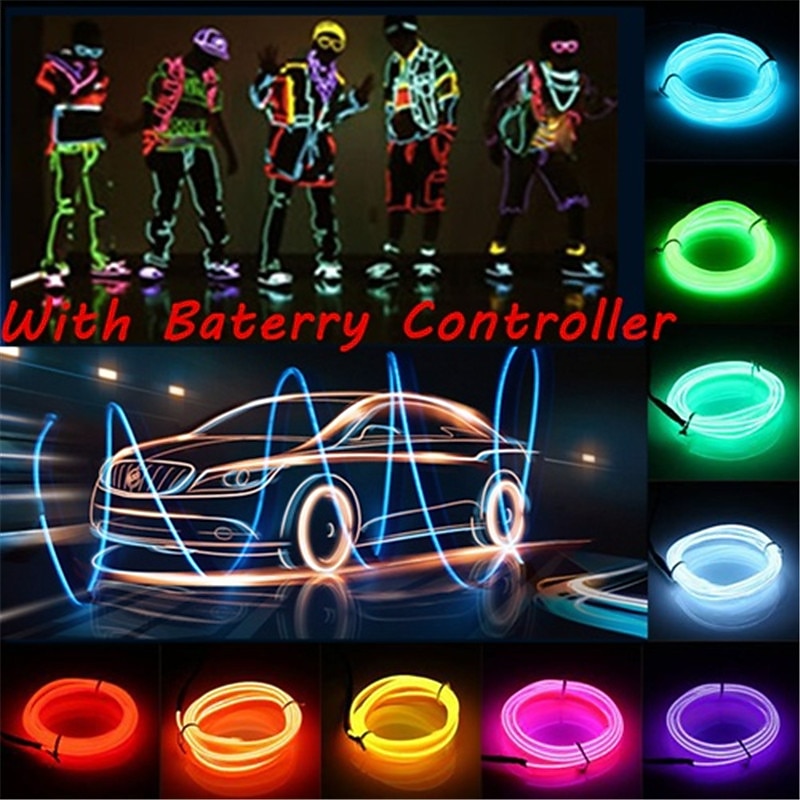 1M/2M/3M/5M LED EL Wire Stage Lights Glow Light Strip Flexible Neon for Party Christmas