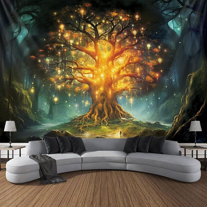 Boho Hanging Tapestry Wall Art Tree of Life Large Tapestry Mural Decor Photograph Backdrop Blanket Curtain Home Bedroom Living Room Decoration3
