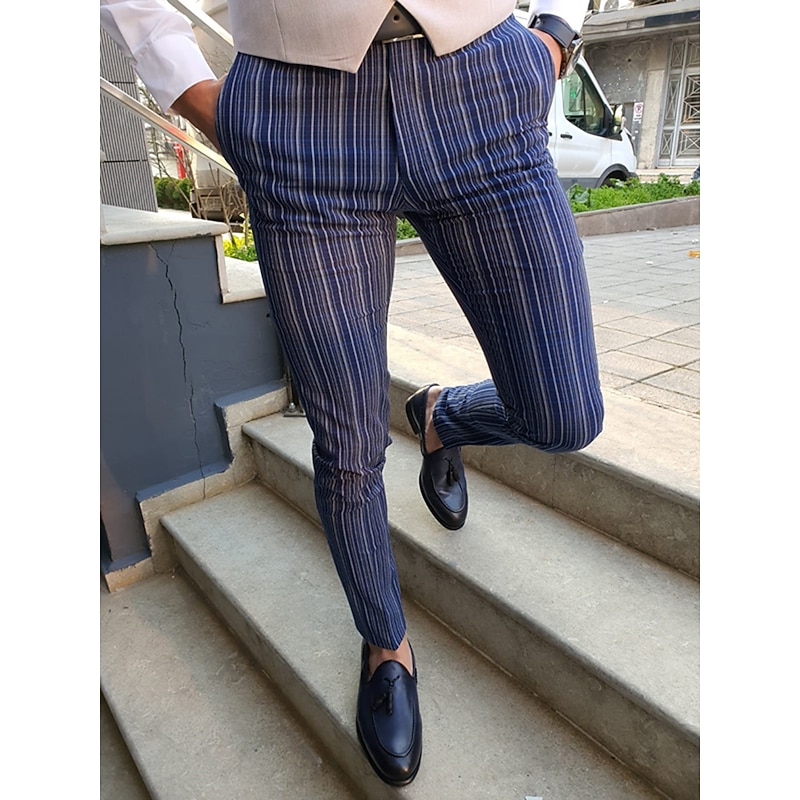 Men's Trousers Chinos Chino Pants Pocket Stripe Comfort Business Daily Streetwear Fashion Basic Orange Khaki