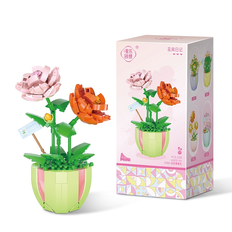 Women's Day Gifts Compatible With Puzzle Assembly Toys Small Particle Building Blocks Flowers Meat Potted Plants Bouquet Decorations Girls' Gifts Mother's Day Gifts for MoM4