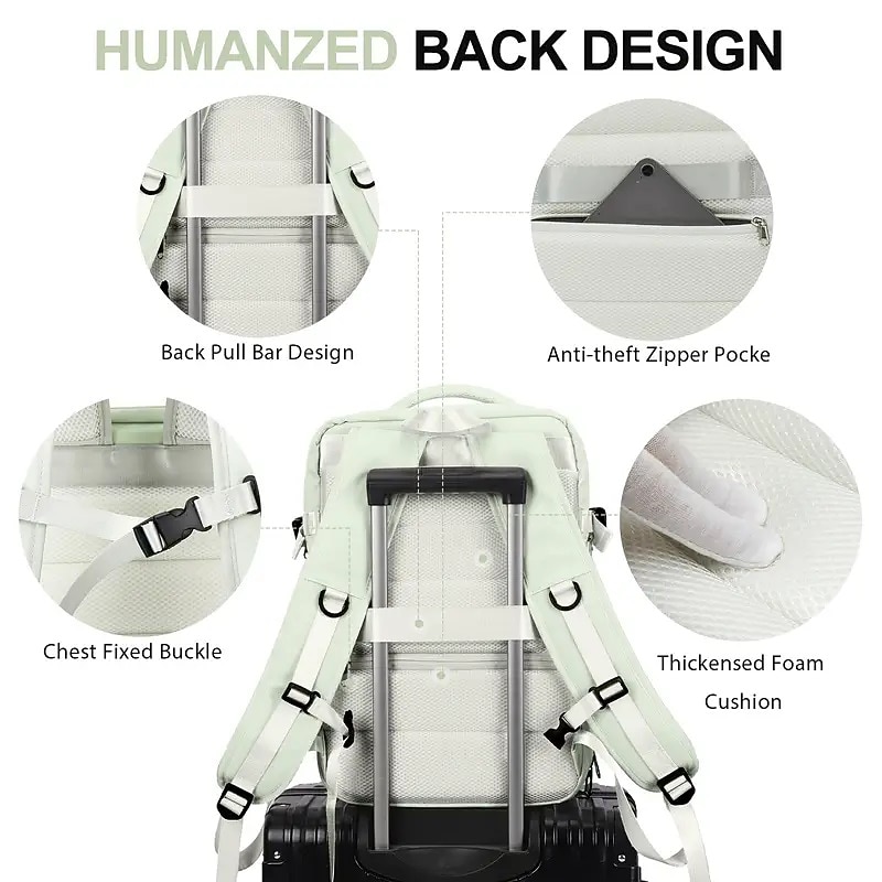 Expandable Travel Backpack with USB Charging Port – Large Capacity Carry-On Bag for Men and Women, Business, College, or Weekend Trips3