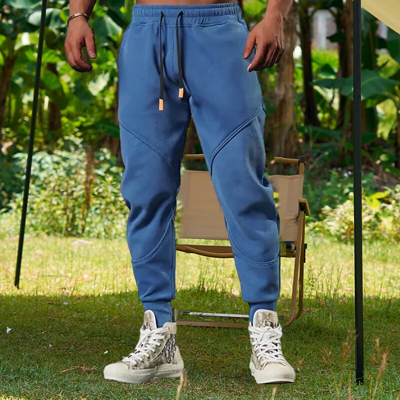 Men's Active Pants Sweatpants Joggers Trousers Drawstring Elastic Waist Color Block Comfort Soft Casual Daily Holiday Sports Fashion Black Light Grey3