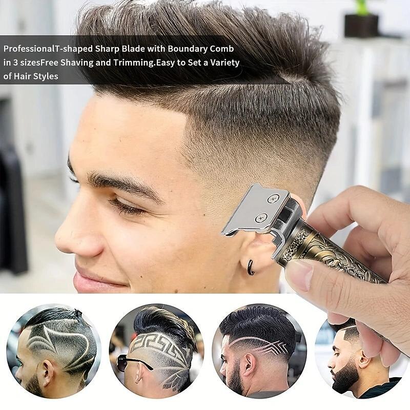 Professional Rechargeable Electric Hair Cutting Machine for Men - Vintage T9 Clipper with Barber Trimmer and Shaver - Perfect for Home and Salon Use4