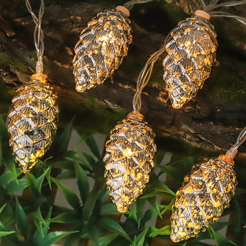 2M 10LEDS Christmas Led Copper Wire Pine Cone String Lamp Pine Needles Christmas Wire Fairy Garland Yard Holiday Decoration Lamps3