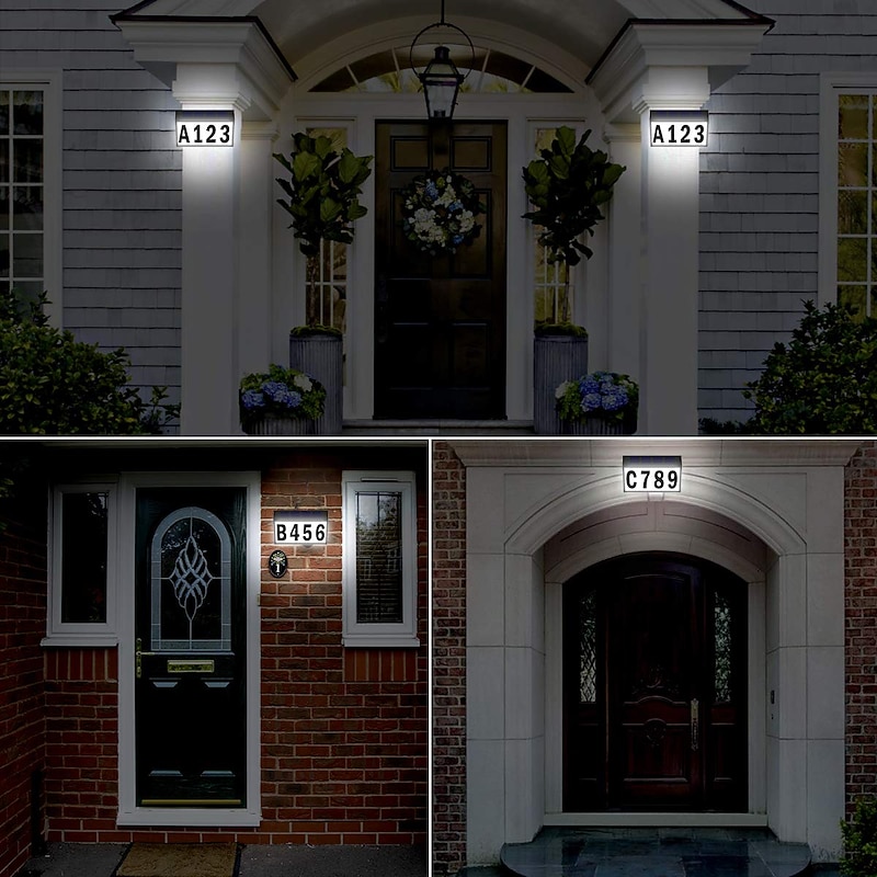 Solar House Numbers Light Lighted House Numbers Sign Plaque Address Numbers for Houses Waterproof LED Solar Powered Address Sign for Houses Mailbox Street Yard4