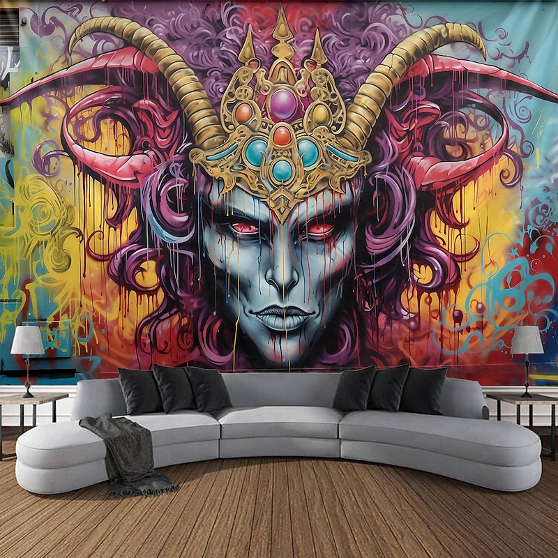 Halloween Devil Hanging Tapestry Wall Art Large Tapestry Mural Decor Photograph Backdrop Blanket Curtain Home Bedroom Living Room Decoration3