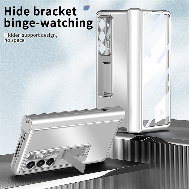 Phone Case For Samsung Galaxy Z Fold 7 Z Fold 6 Z Fold 5 Z Fold 4 Z Fold 3 Back Cover with Stand Holder with Screen Protector Pencil Holder Aluminum Alloy