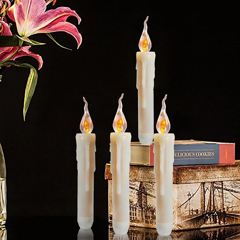 6pcs Soft Pointed White Shell Candles Perfect for Halloween and Christmas Decorations Long Bar Candles with Tearing Points Decorative Desk and Living Room Lights2