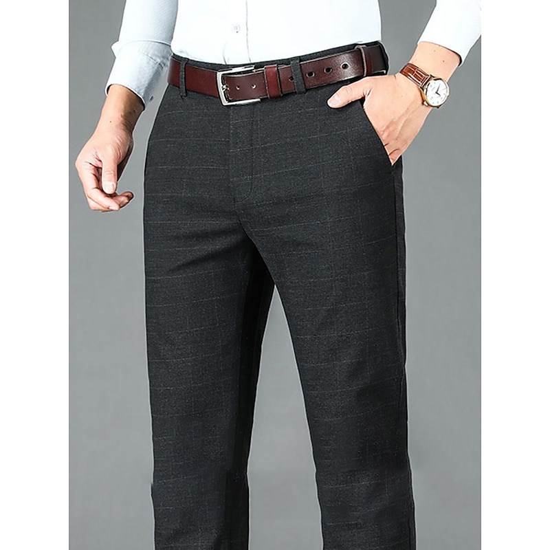Men's Dress Pants Trousers Suit Pants Pocket Plain Comfort Breathable Outdoor Daily Going out Fashion Casual Black Gray
