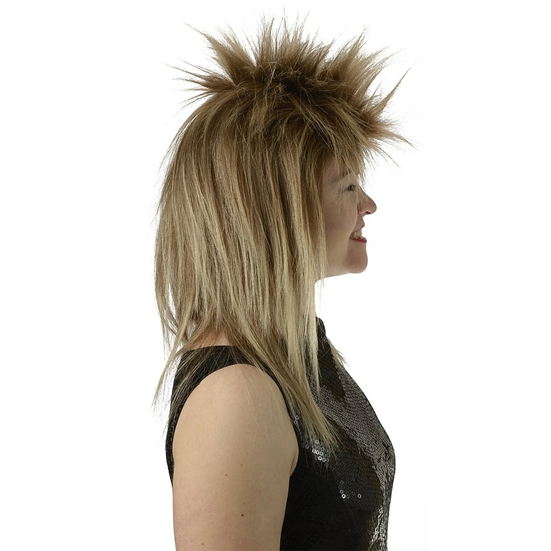 City Costume Wigs 80s Rocker Wig  Tina 70's 80's Rock Star Wig Mixed Brown Blonde Bowie Labyrinth Wig Halloween Wigs2
