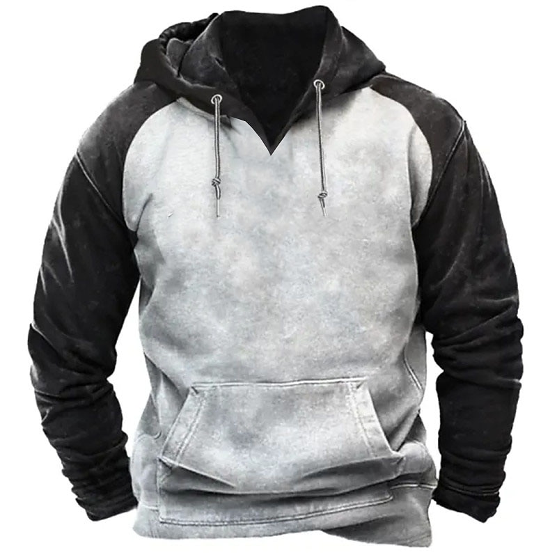 Men's Hoodie Navy Blue Green Gray Hooded Color Block Sports & Outdoor Daily Holiday Streetwear Cool Casual Spring &  Fall Clothing Apparel Hoodies Sweatshirts  Long Sleeve