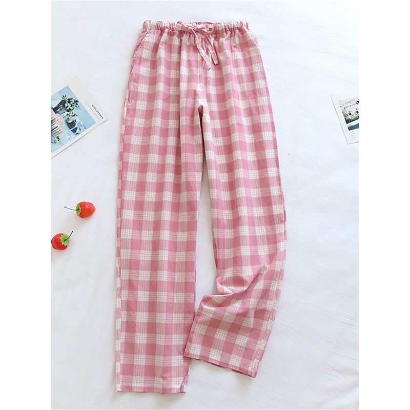 Women's Loungewear Pants Lounge Pants Grid / Plaid Fashion Casual Soft Home Street Daily Cotton Breathable Long Pant Elastic Waist Fall Winter Home Outfits4