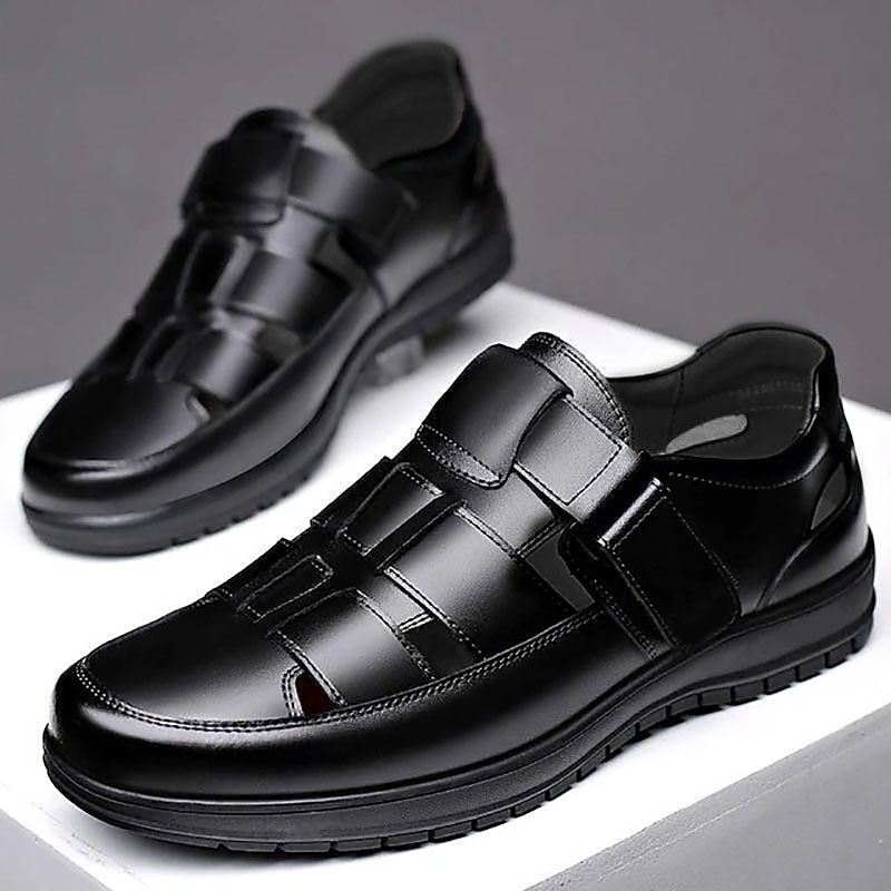 Men's Black Sandals with Multiple Straps and Comfortable Sole for Summer and Casual Wear2