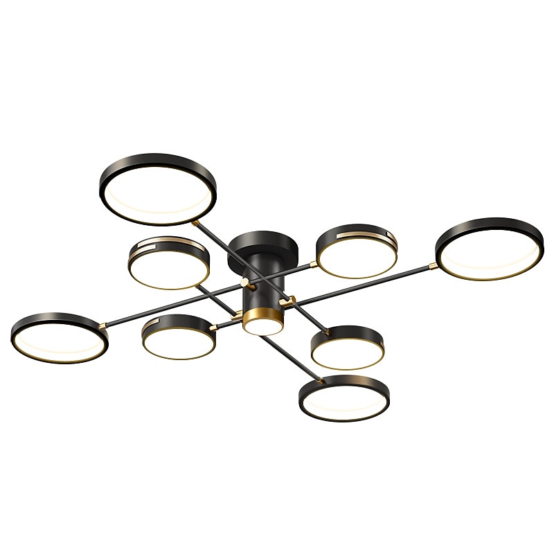 Modern LED Chandelier Lighting Lamp 8 Head 115cm Dimmable Black Frame Aluminum Indoor Fixture Light for Living Room Bedroom 110-240V2