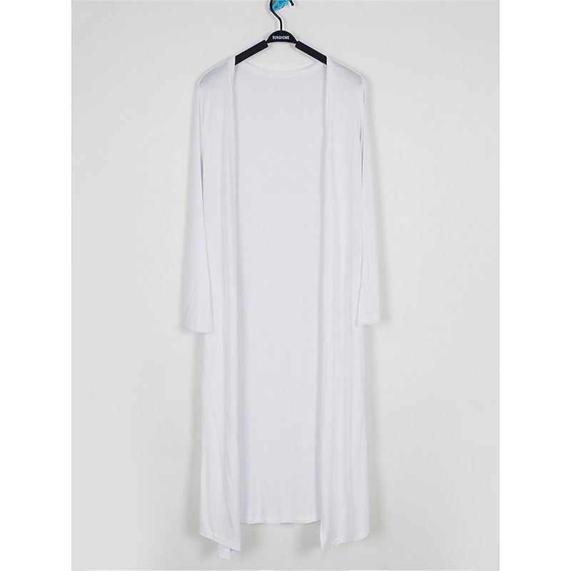 Women's Cardigan Sweater Stylish Casual Soft Solid Color Ribbed Open Front Oversized Long Sleeve Long Tops Knit Daily Going out Weekend Black White Summer Fall3