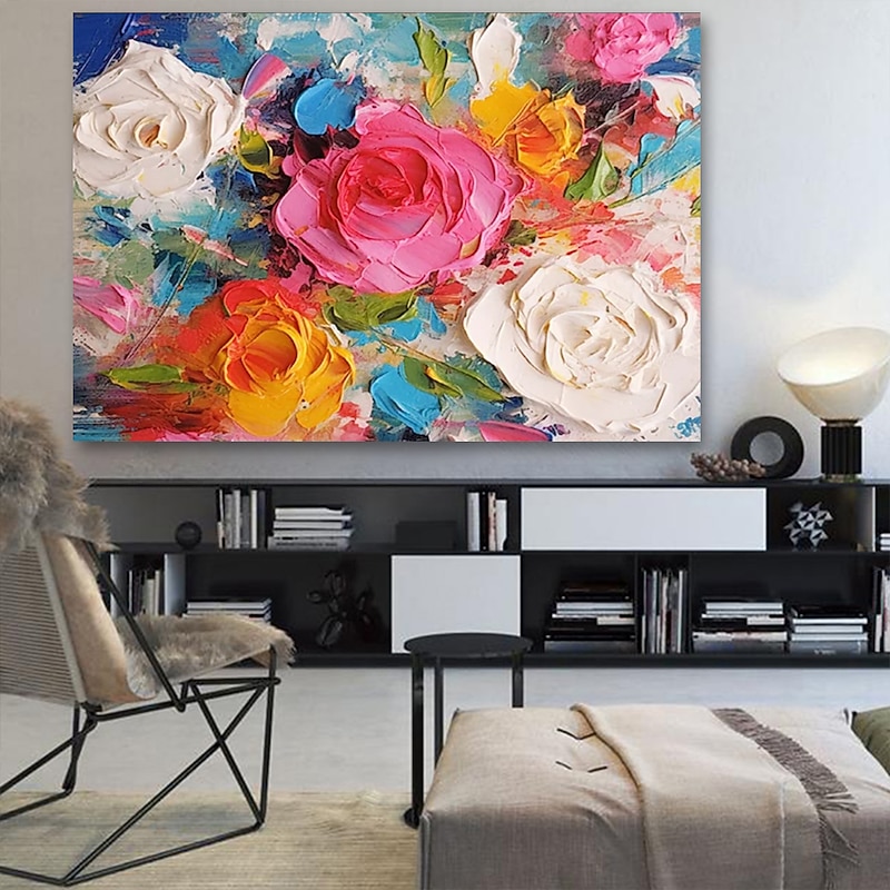 Oil Painting 100% Handmade Hand Painted Wall Art On Canvas Abstract Colorful Vintage Floral Botanical Modern Home Decoration Decor Rolled Canvas No Frame Unstretched4
