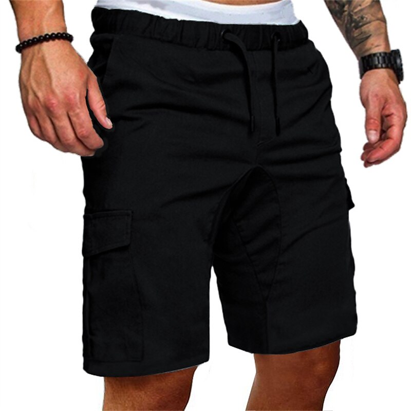 Men's Cargo Shorts Bermuda shorts Casual Shorts Drawstring Plain Comfort Breathable Casual Daily Holiday Fashion Classic Style Black Army Green3