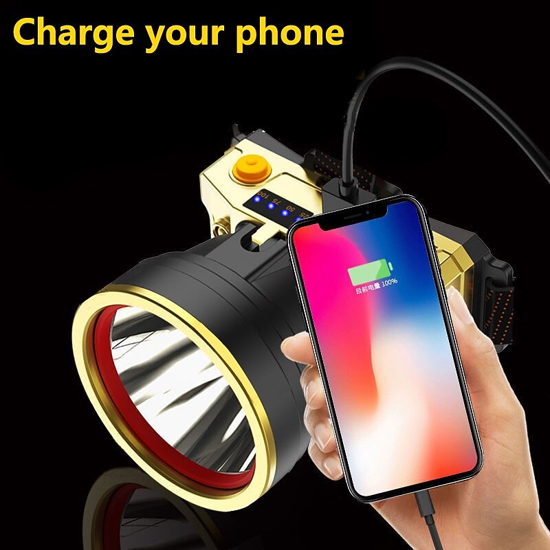 LED headlight super bright USB rechargeable miner's lamp high-power glare flashlight head-mounted field fishing lamp super-capacity battery torch white light and yellow light two kinds of lighting2