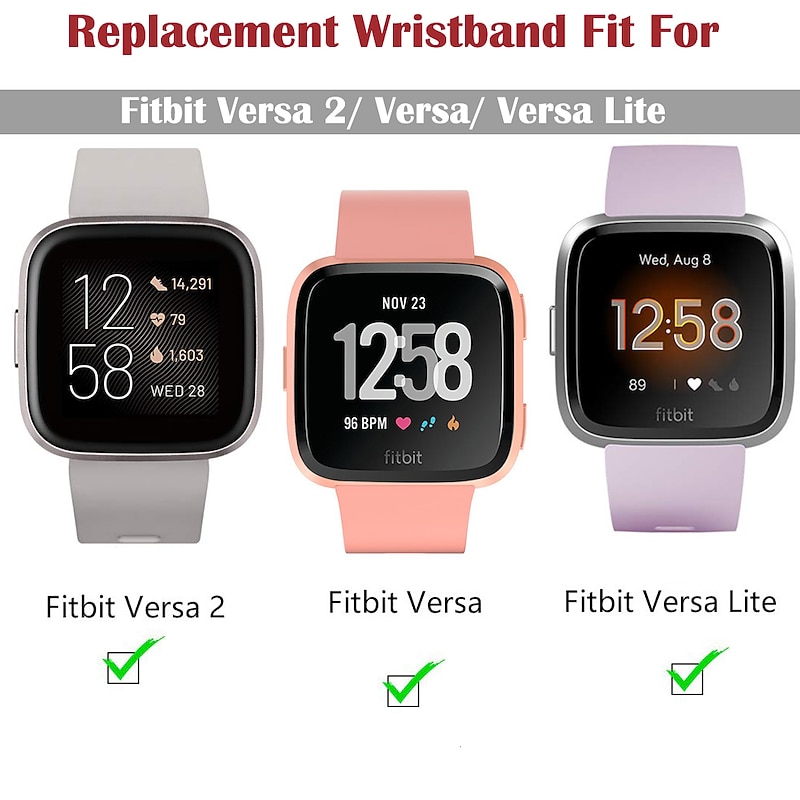 Smart Watch Band Compatible with Fitbit Versa 2 / Versa Lite / Versa SE / Versa Silicone Smartwatch Strap Women Men Sport Band Replacement  Wristband3