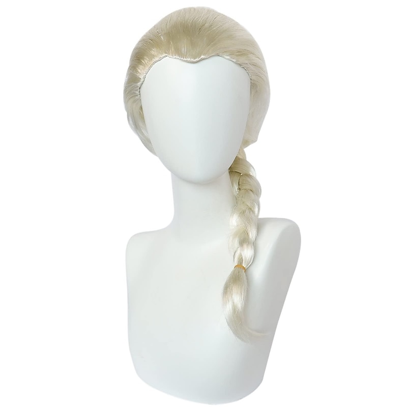 12 Pcs Set kids Elsa Cosplay Wig Long Blonde Princess Braided Wig White Girl Synthetic Wig for Anime Party Wig Cap Halloween Wigs4