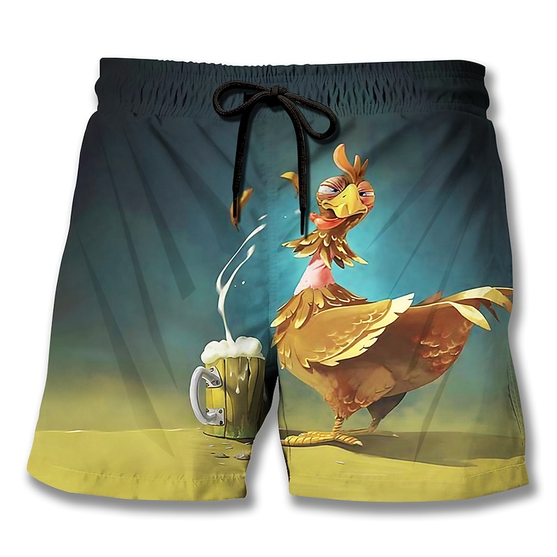 Men's Animal Graphic Prints Turkey Board Shorts Swim Shorts Swim Trunks Mid Waist Hawaiian Boho Casual Daily Holiday Drawstring with Mesh lining Elastic Waist Designer Clothing Apparel2