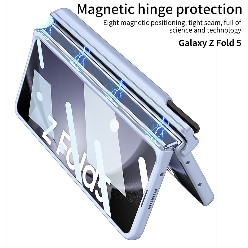 Phone Case For Samsung Galaxy Z Fold 5 Z Fold 4 Back Cover Pencil Holder Magnetic Full Body Protective PC4