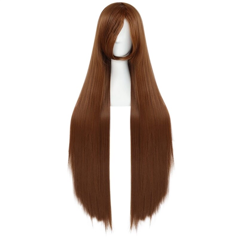 100cm Brown Wig for Women Girls Cosplay Straight Wig with Bangs Synthetic Hair Wig Costume for Anime Carnival Party3