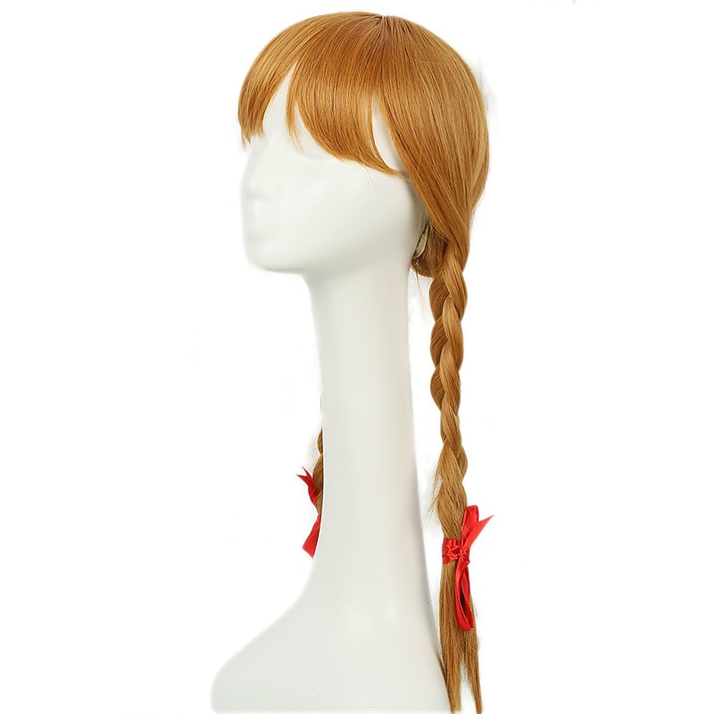 Annabelle Wig Conjuring Cosplay Long Light Brown Double Tails Hair Accessories Halloween Wigs