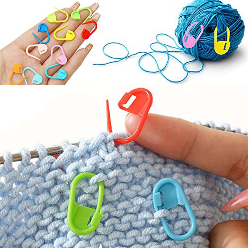 100PCS Colorful Plastic Knitting Tools Mini Resin Clips Pins Locking Stitch Markers Crochet Sewing Needle Clip Hooks for Sweater