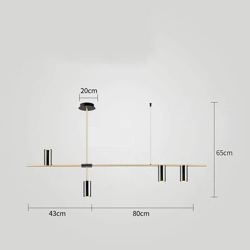 Kitchen Island Lights Contemporary Pendant Light Fixture 5 Heads Modern Industrial Linear Pendant Light for Living Room, Kitchen Island, Gold Finish and Black Shade, Bulb Included 110-240V3