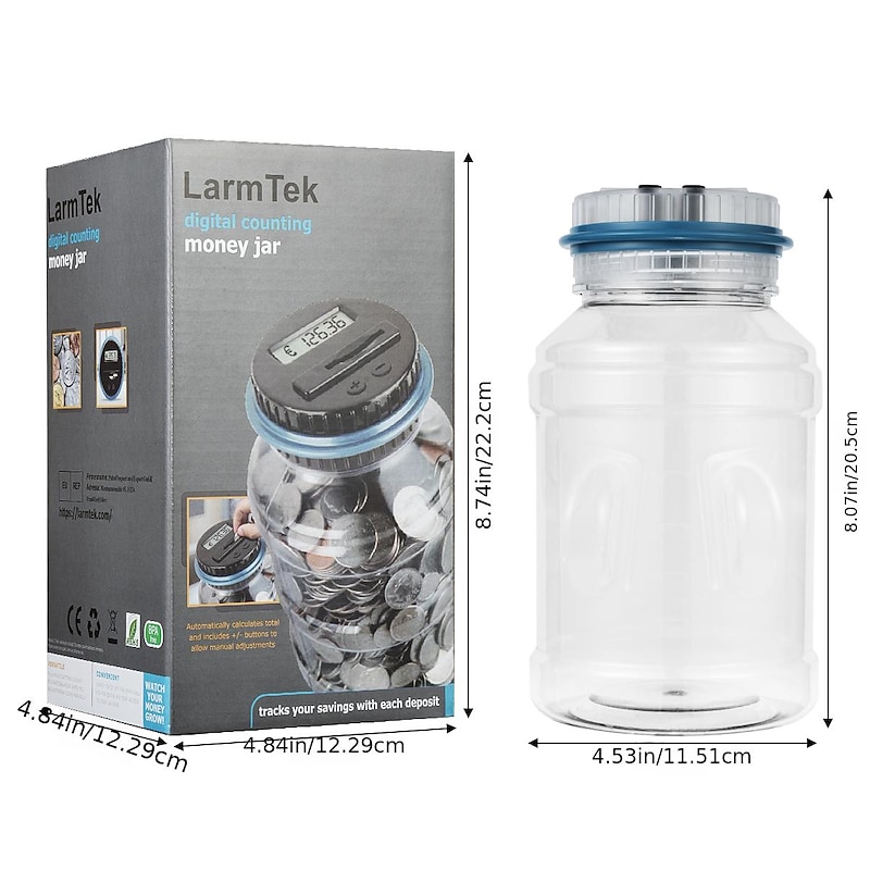 Automatic 7 Color LCD Display Piggy Bank Counter Coin Electronic Digital Lcd Counting Coin Money Saving Box Jar2