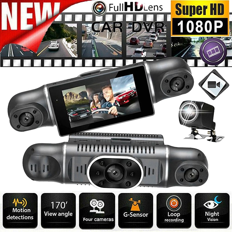 Q9 1080p New Design / HD / 360° monitoring Car DVR 170 Degree Wide Angle 3 inch IPS Dash Cam with Night Vision / G-Sensor / Parking Monitoring 8 infrared LEDs Car Recorder