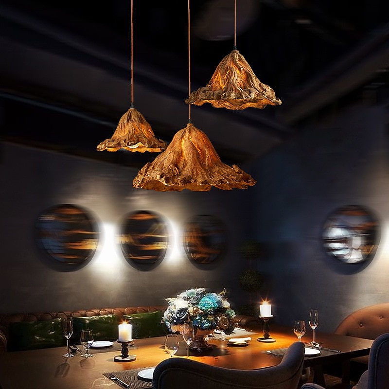 LED Pendant Light Resin Art Hanging Lamp 21cm Simple Cafe Restaurant Bar Pendant Light E26/27 Light Source Metal Iron Ceiling Light 1 PCS 110-240V3