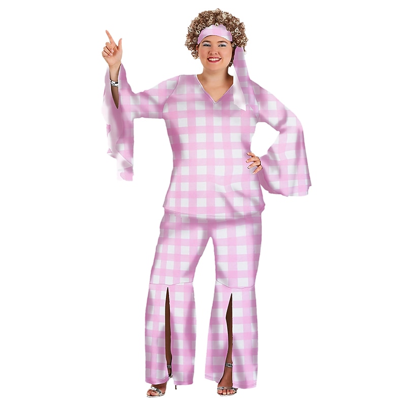 Retro Vintage Hippie 1980s Outfits Plus Size Bell Bottom Pants Hippie Doll Fancy Dress Women's Masquerade Party / Evening Bachelorette Party Pride Parade Adults' Top Pants Headband3