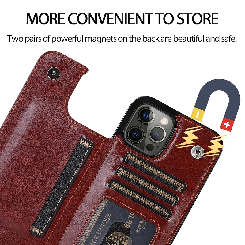 Phone Case For iPhone 17 Pro Max 17 Air 16 15 14 Pro Max Plus 13 12 11 Pro Max Mini Wallet Case Flip Cover with Stand Holder Magnetic Shockproof PU Leather2