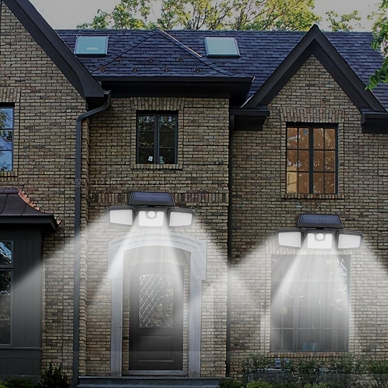 3 Head 270° 74 LEDs Solar Post Lights Outdoor with Adjustable Head IP67 Waterproof Solar Garden Wall Light with Human Body Motion Sensor, Yard Garden Lawn Patio Courtyard Fences Decor4