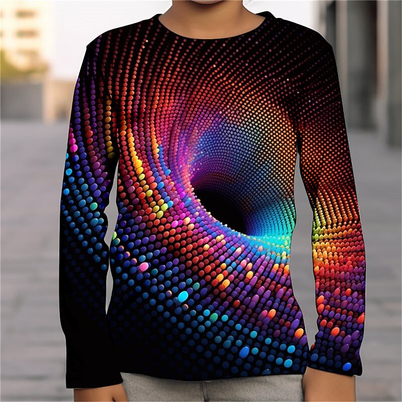 Boys 3D Graphic Optical Illusion T shirt Tee Long Sleeve 3D Print Summer Spring Fall Sports Fashion Streetwear Polyester Kids 4-12 Years Outdoor Casual Daily Regular Fit3