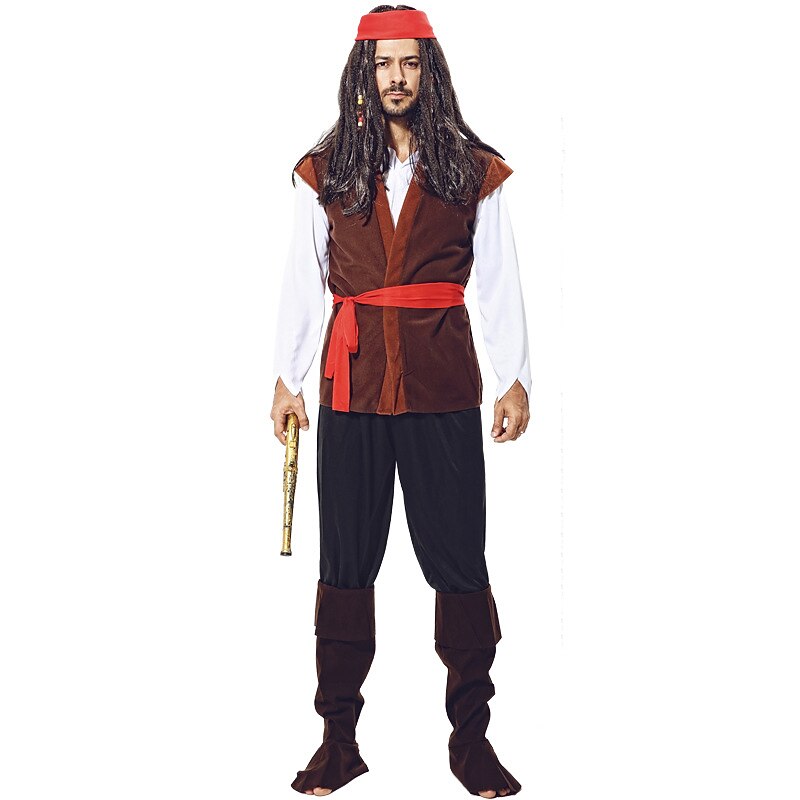 Pirate Halloween Cosplay Costume Outfits Carnival Costume Outfits Cosplay Adults' Men's Halloween Carnival Performance Easy Halloween Costumes Dress Up2