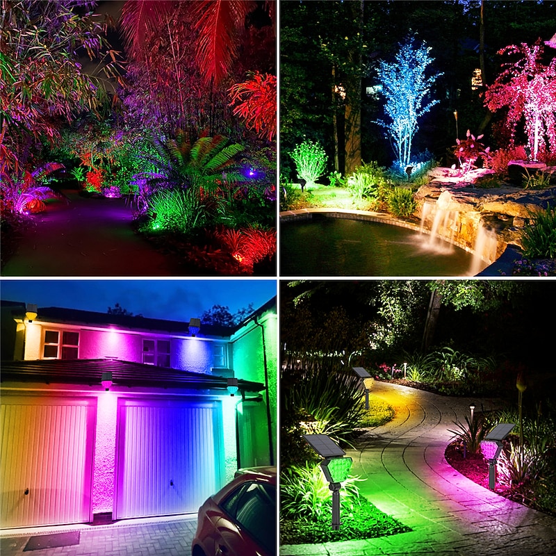 Colorful RGB Solar Lawn Lamp Ground Plug-in Floodlight Outdoor High Brightness Courtyard Landscape Lighting Tree Spotlight Foldable High Brightness Lighting4