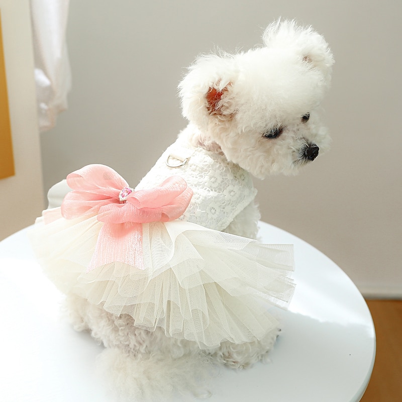 Dog Cat Dress Wedding Dress Fashion Cute Winter Waterproof Breathable Soft Washable Comfortable Wedding Party Casual Daily Dog Clothing for Bichon Frise Pomeranian Baby Pet Papillon Small