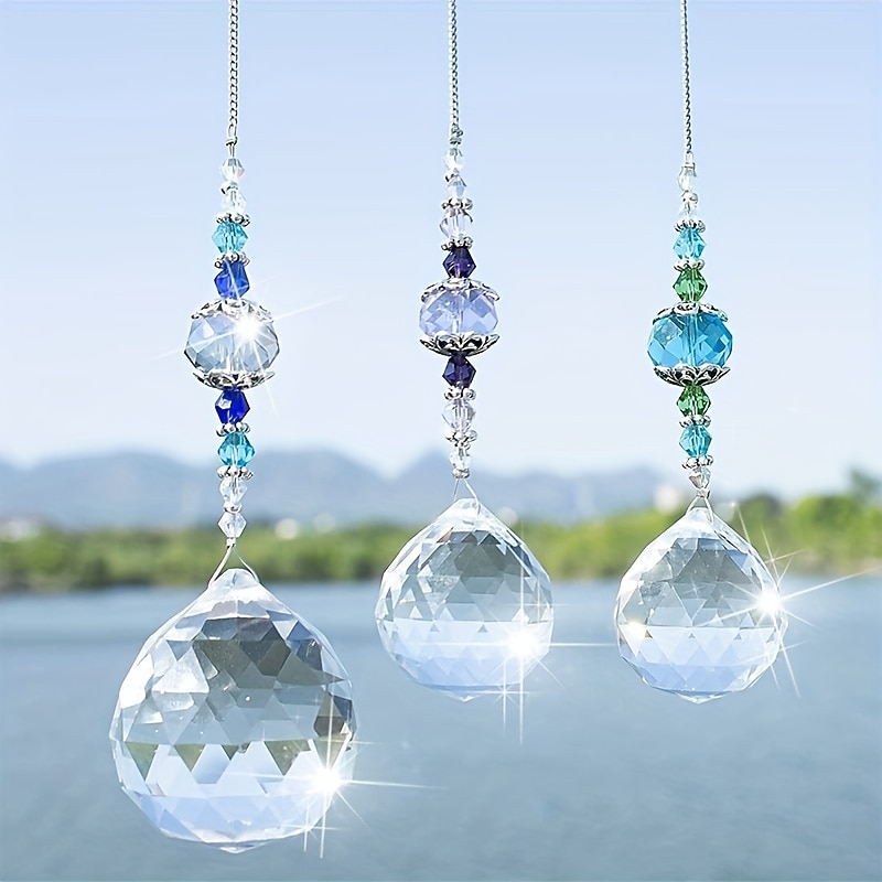 1pc Crystal Suncatcher, Window Prism Ball Rainbow Maker Hanging Pendant For Home Garden Yard Bedroom Balcony Patio Decor