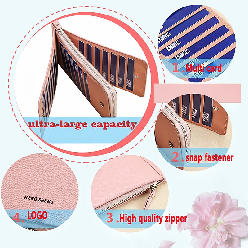 Women / Men Long Wallet Zipper Pocket Card Holder Clutch Slim Purse Coin Credit Card Wallet Ticket Credit Card Bag Case2