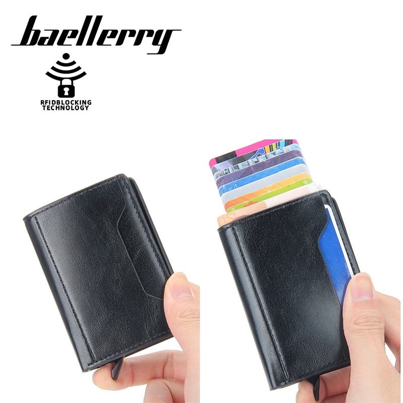 Baellerry Men's Aluminum Box Anti-magnetic Anti-theft Card Case Rfid Short Automatic Pop Card Type Female Card Set3