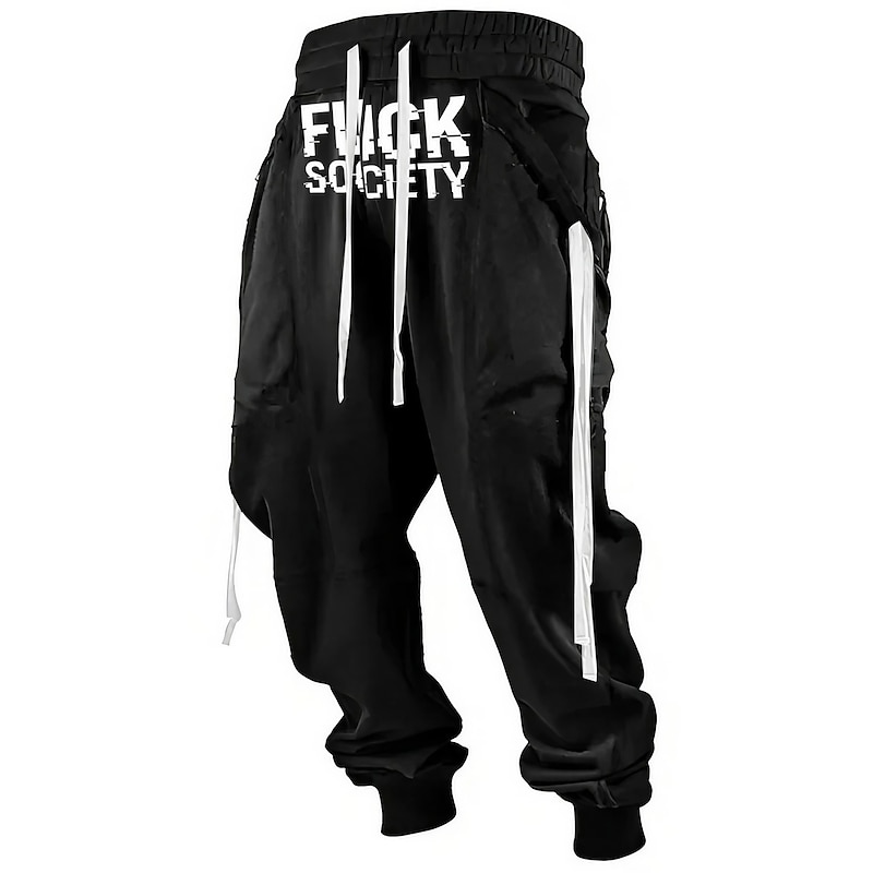 Letter Casual Men's 3D Print Sweatpants Pants Trousers Outdoor Street Casual Daily Polyester Black White Purple S M L Mid Waist Elasticity Pants