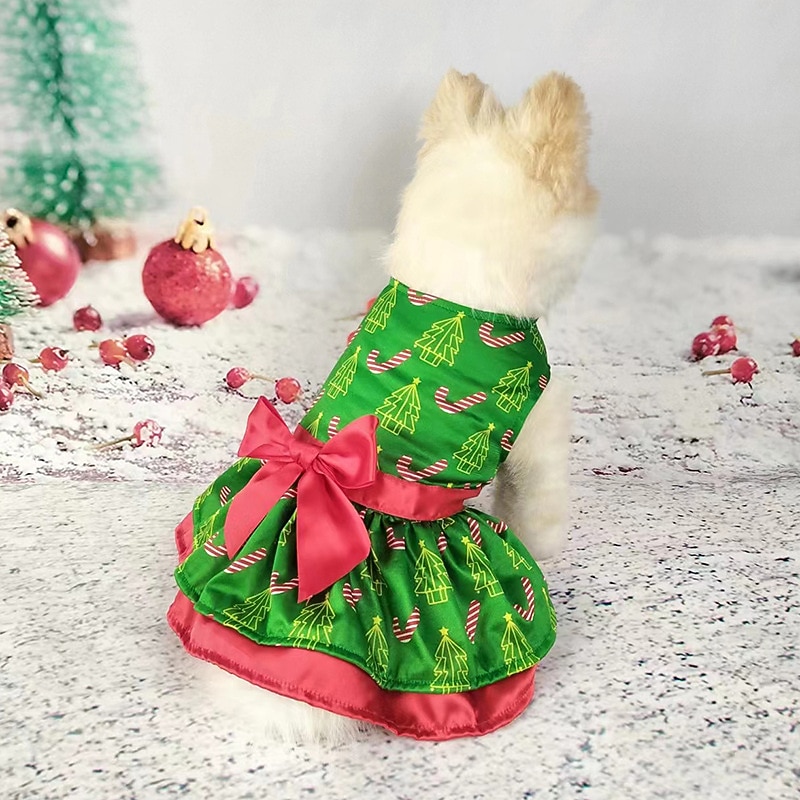 Dog Christmas dress Christmas pet skirt dog clothes Cross border holiday pet clothes Christmas one piece of hair2