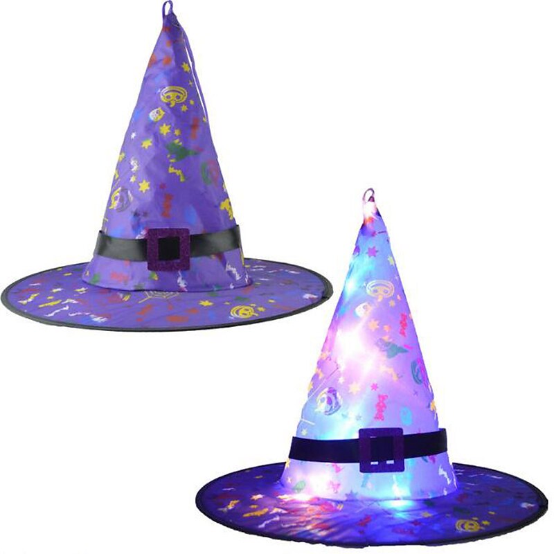 Halloween Glowing Witches Hat with LED Light Outdoor Suspension Tree Glowing Hats Home Party Decoration Cosplay Costume Props3