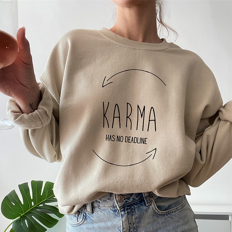 Women's Sweatshirt Pullover Letter Street Casual Sports Basic Round Neck Long Sleeve Top Micro-elastic Fall & Winter Comfrt Breathable Soft Fabric3