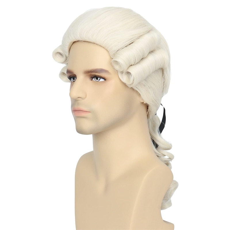 Men Colonial 18th Century Judge Wig Carnival Cosplay Wig Halloween Wigs3